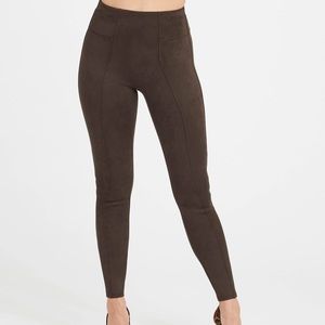 Spanx faux suede leggings in chocolate brown